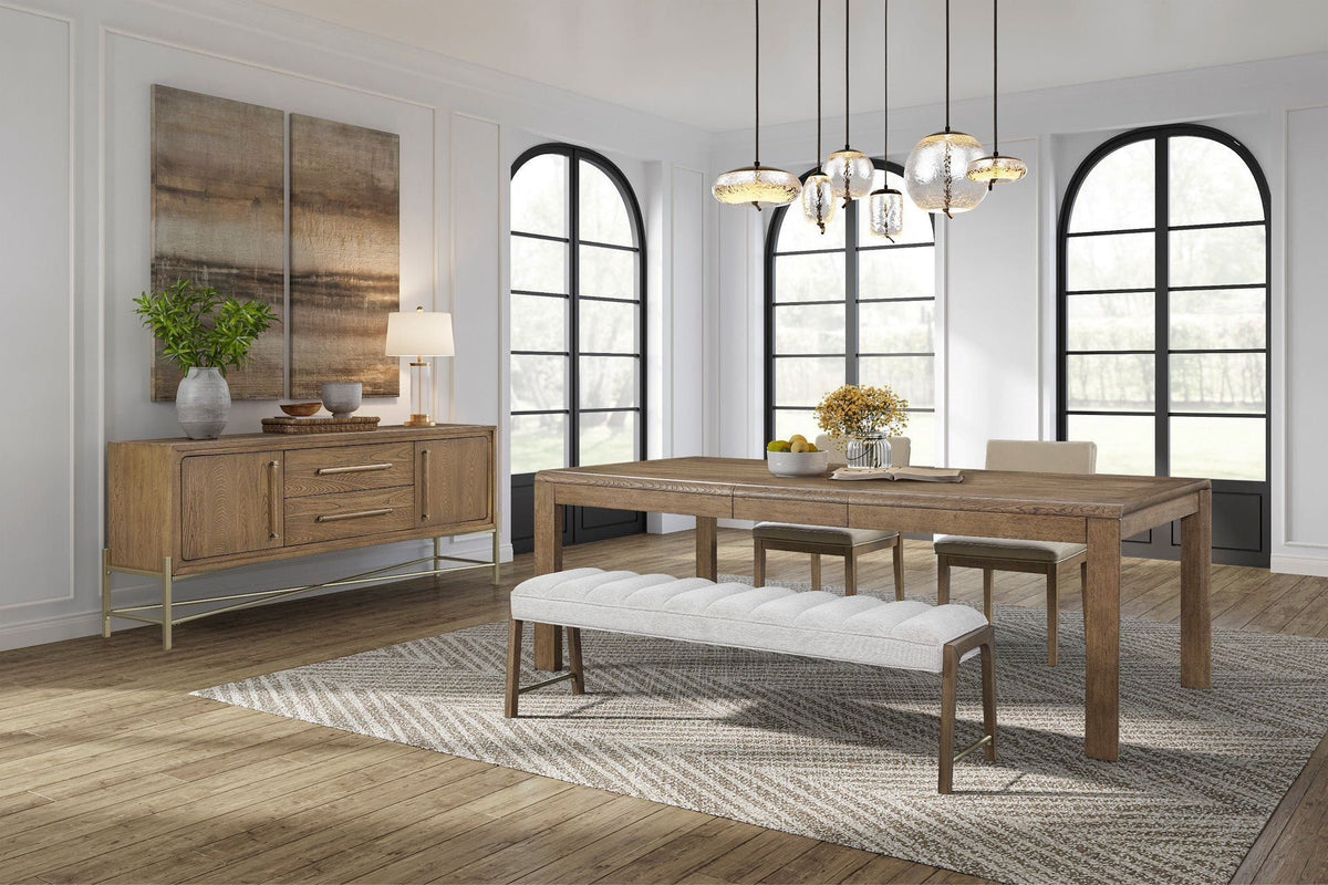 Dining Table with Leaf - Solid Wood Expandable - Light Brown