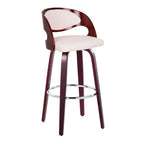 Mid-Century Modern Barstool Set with Swivel Footrest - White or Dark Gray