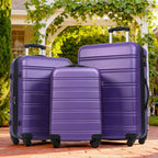3 Piece Hardside Spinner Luggage Set with TSA Lock - Blue, Purple, Pink, Beige