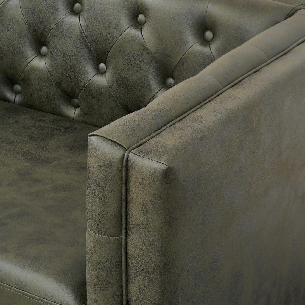 83" Tech Fabric Sofa with Metal Legs, 3 Seater Modern Upholstered Sofa - Green