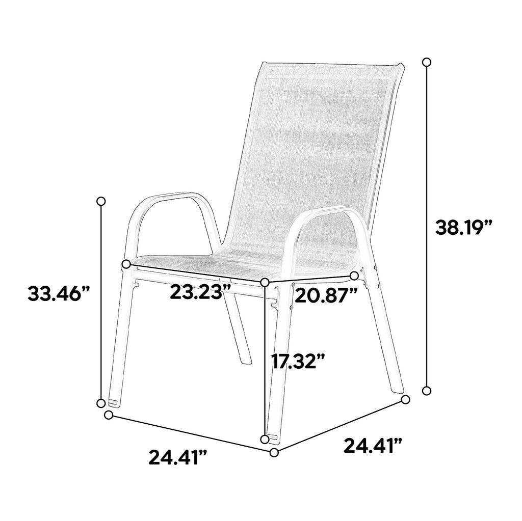 Breathable Textilene Patio Chairs with High Backrest - Grey (8 Piece Set)