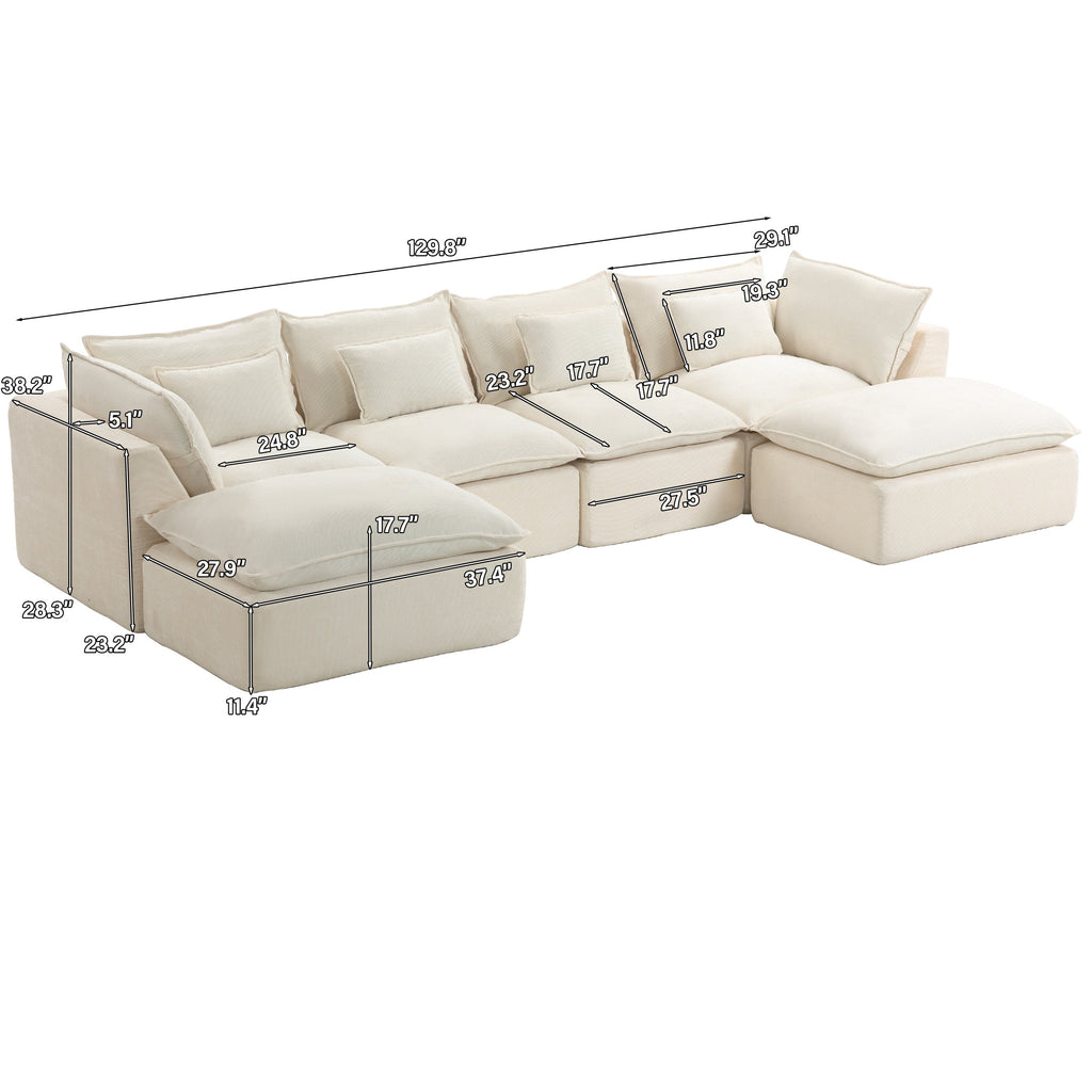 Cloud Couch Oversized Modular Sectional Sofa with Flexible Configuration - Antique White or Grey
