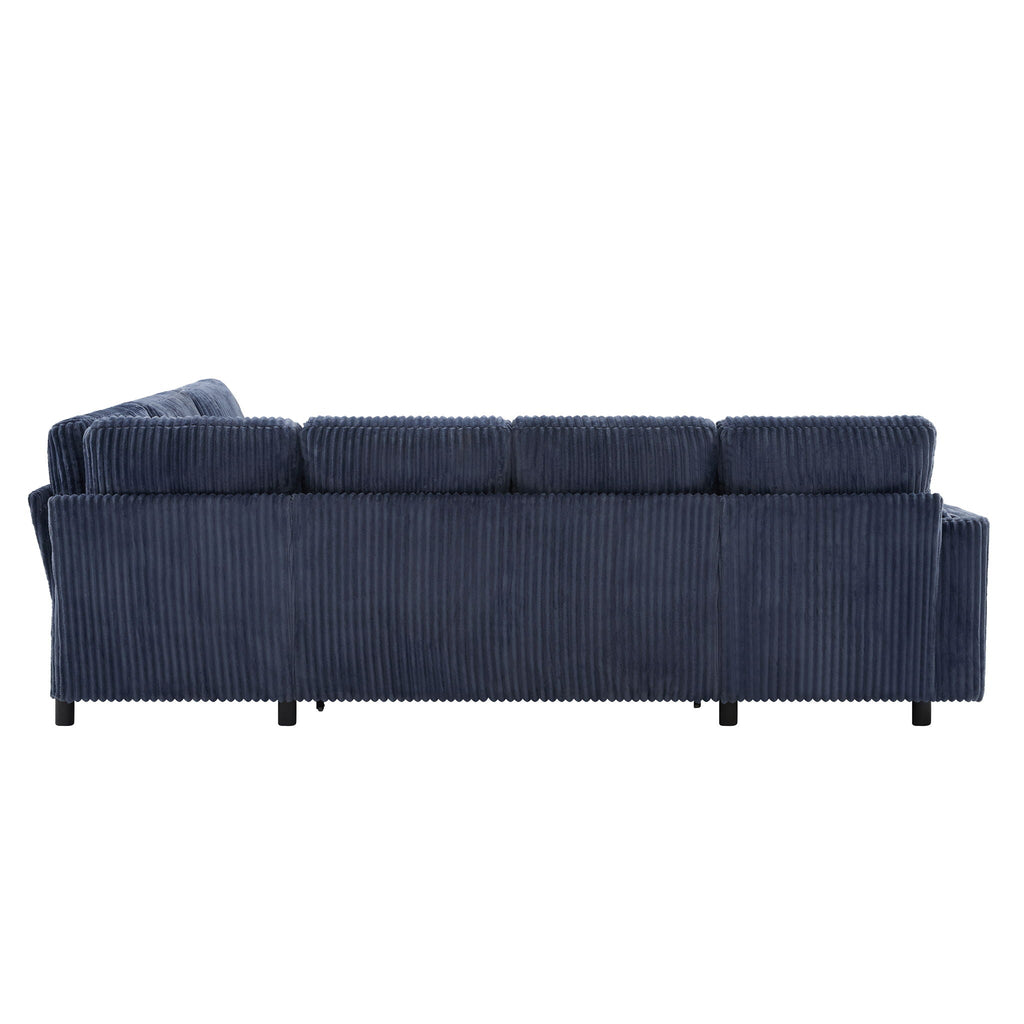 Convertible U-Shaped Sectional Sofa Bed with USB Ports and Storage – Black, Dark Gray, Blue