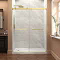 Brushed Gold Frameless Shower Door with Adjustable Width - 60" W x 76" H