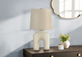Modern Cream Resin Table Lamp with Beige Linen Shade