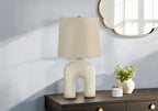 Modern Cream Resin Table Lamp with Beige Linen Shade