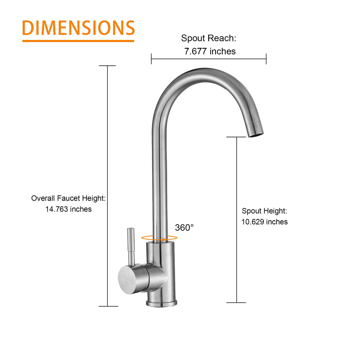 Modern Kitchen Sink Faucet with Single Handle - Gray, Black, Gold