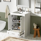 Modern Bathroom Vanity with Ceramic Sink Combo and Storage Cabinet - Multiple Colors