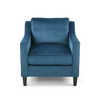 Blue Velvet Upholstered Club Chair with Contemporary Design - Blue