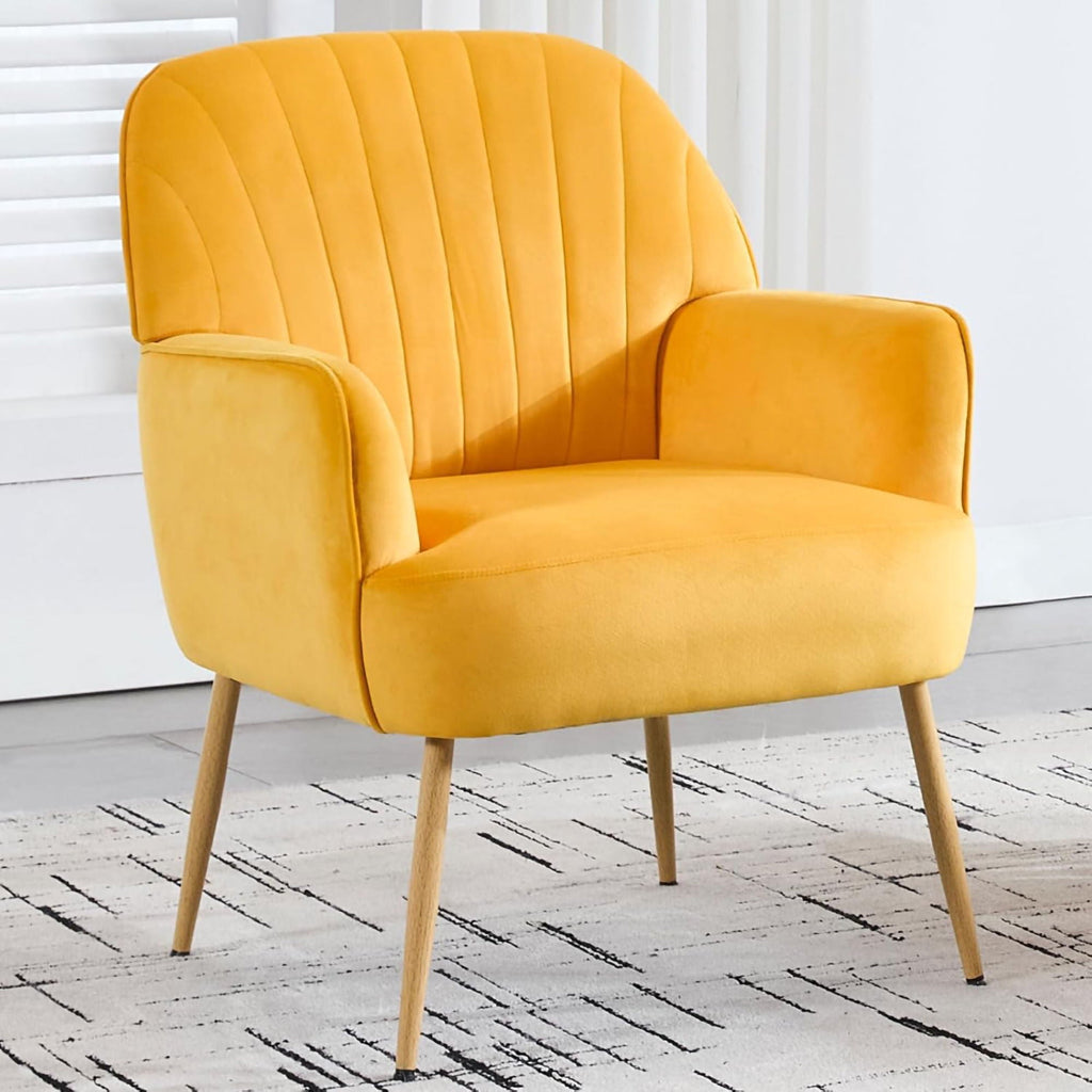 Upholstered Accent Armchair with Shell-Shaped Design - Multiple Colors