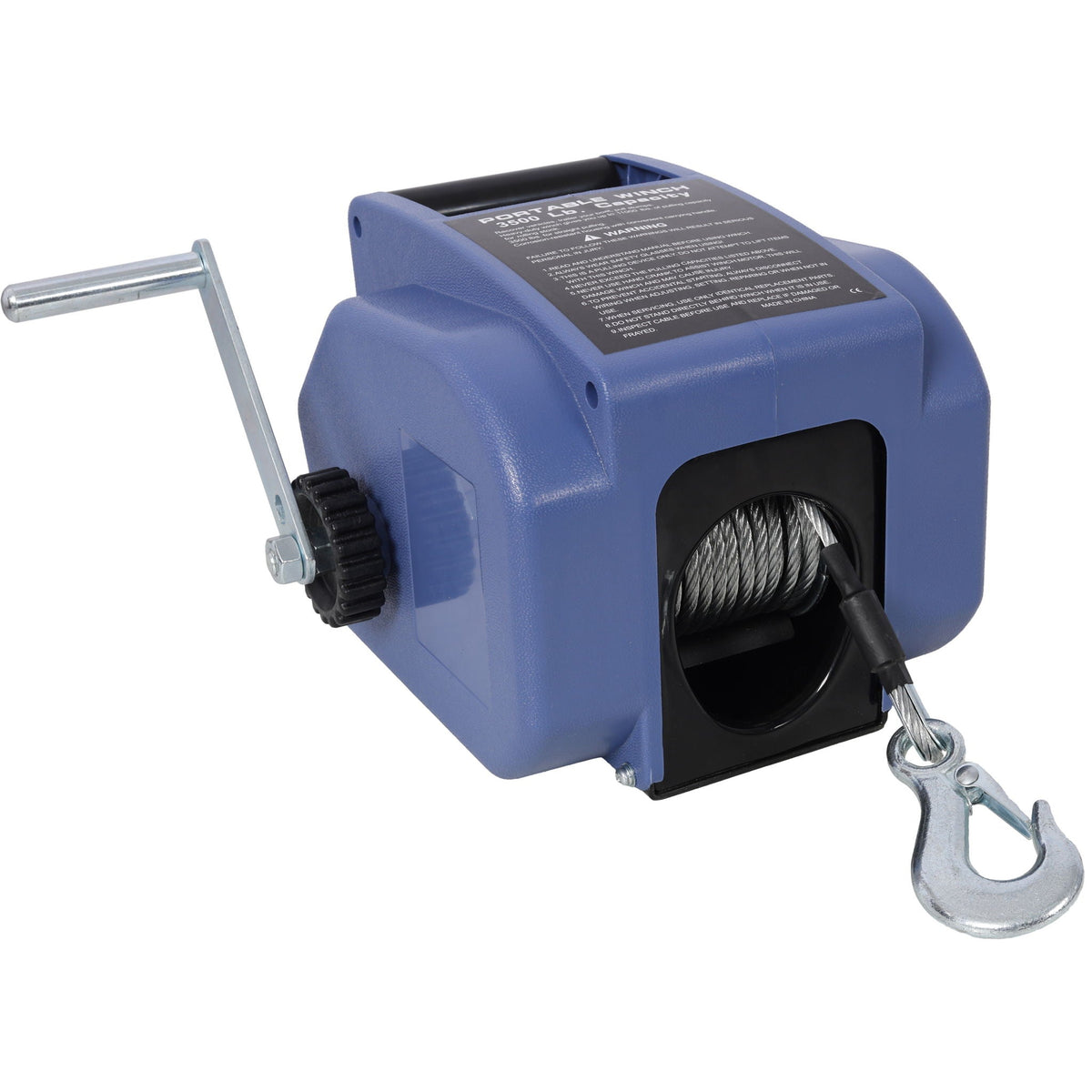 Reversible Electric 12V Trailer Winch with Galvanized Wire Rope - Blue
