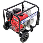 Gas Engine Powered Water Pump with Wheels and Handle – Black/Red