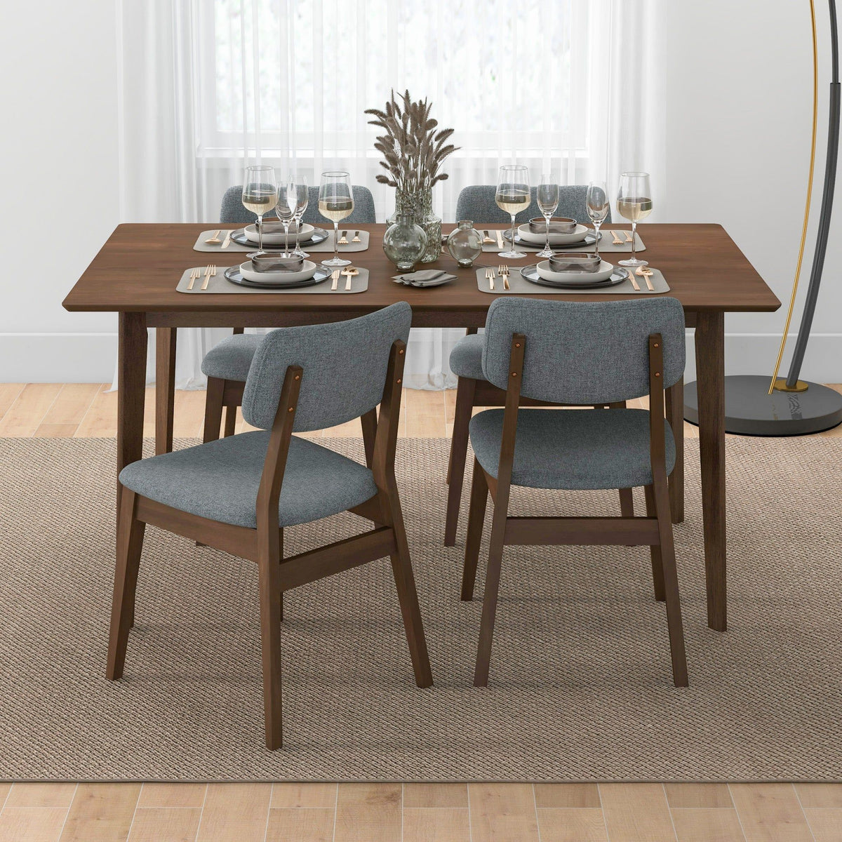 Solid Back Side Chair Set with Mid-Century Modern Design - Multiple Colors