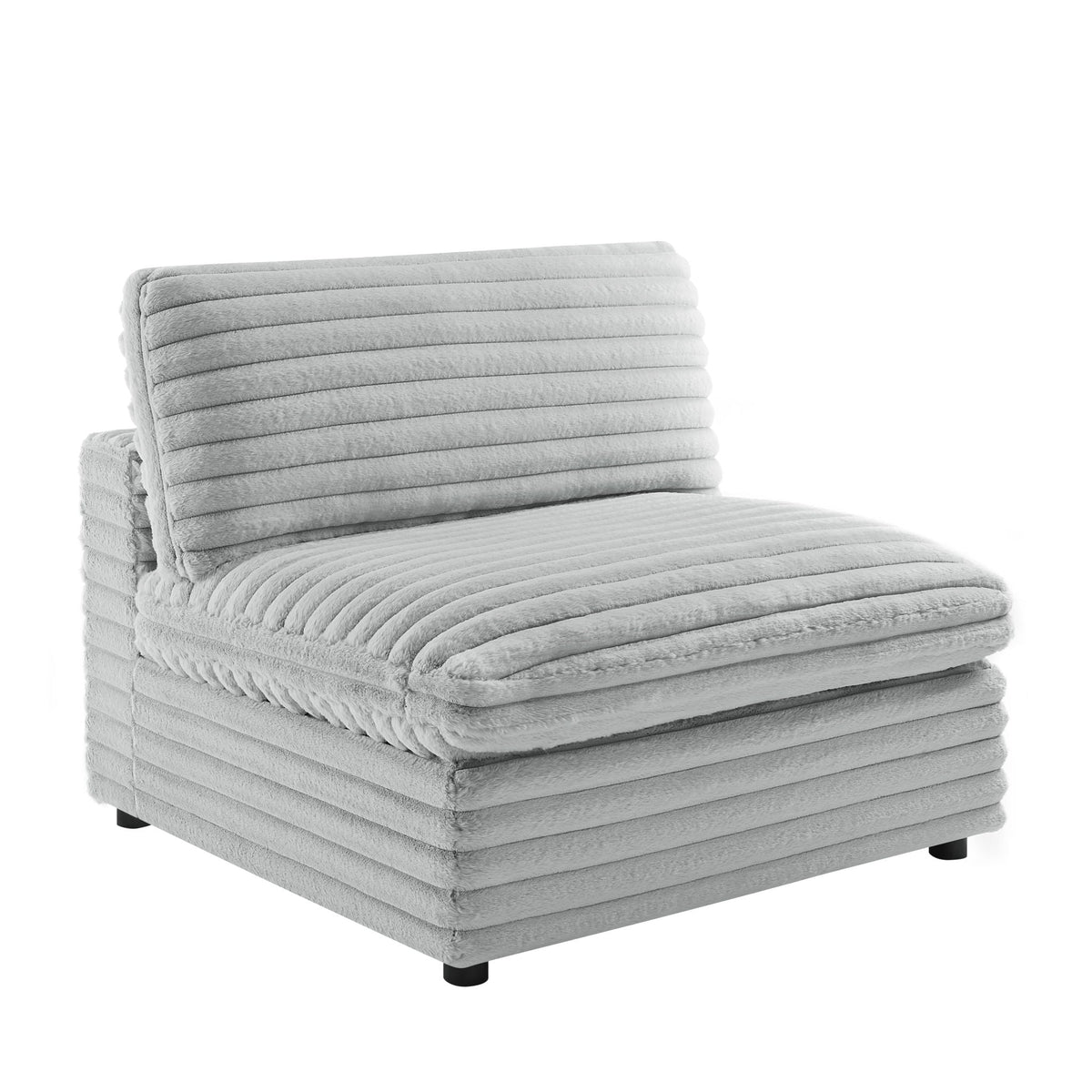 Gray Armless Slipper Chair with Plush Cushion - 40" W