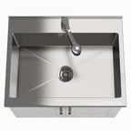 White Laundry Cabinet with Stainless Steel Sink and Pull-Out Faucet