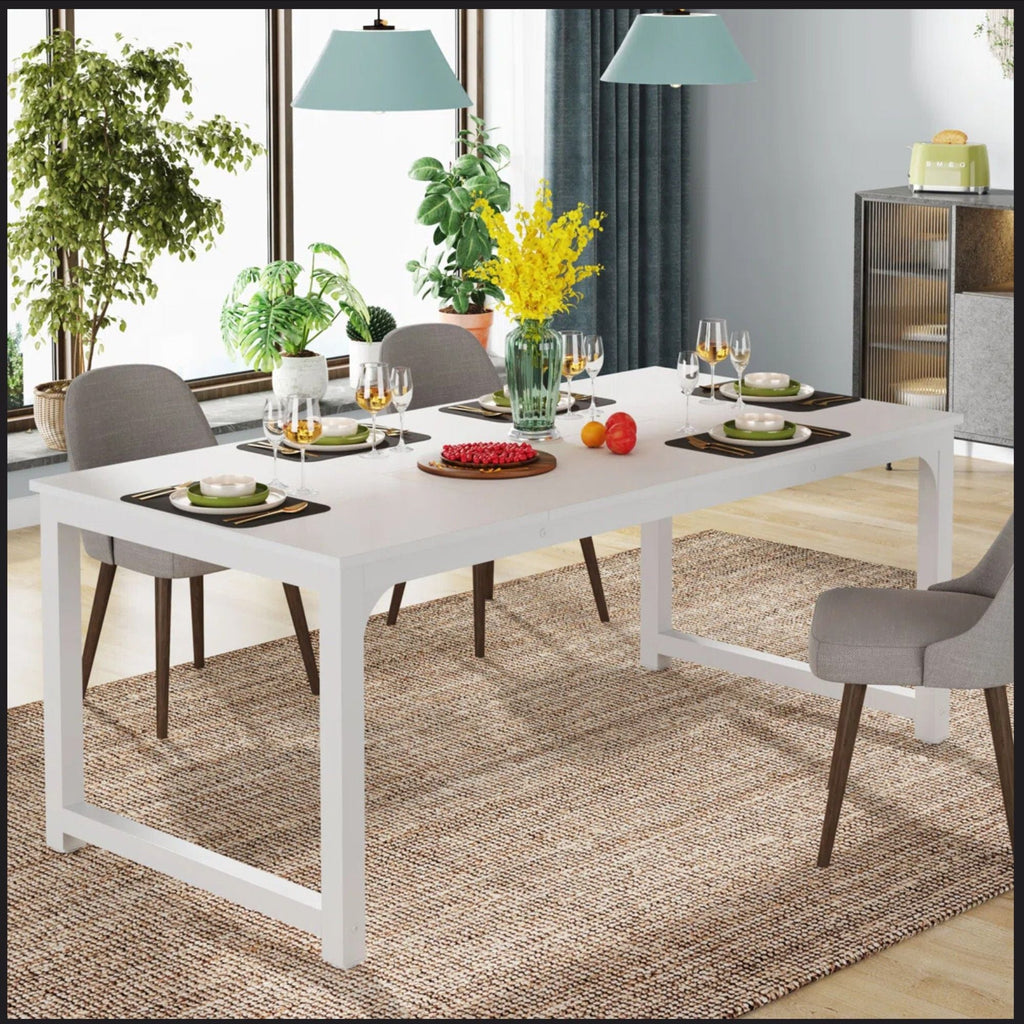 Large Executive Desk with Thick Frame - White