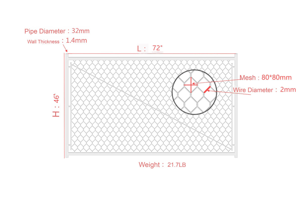 Adjustable Chain Link Walk Gate Kit with Heavy-Duty Construction - Silver