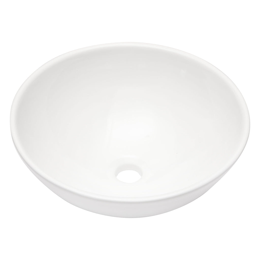 Modern Ceramic Circular Vessel Bathroom Sink with Stain Resistant Finish - White