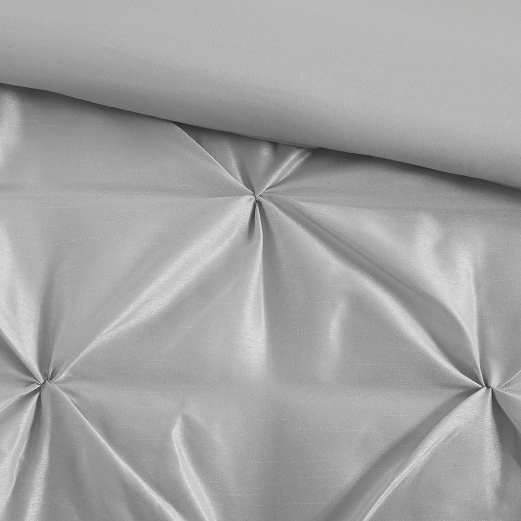 7 Piece Tufted Comforter Set Grey Queen