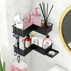 Adhesive Corner Shower Caddy 2-Pack with Hooks - Stainless Steel