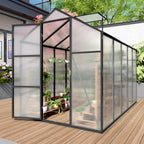 Windproof Greenhouse with Raised Base - Polycarbonate Panels - Black