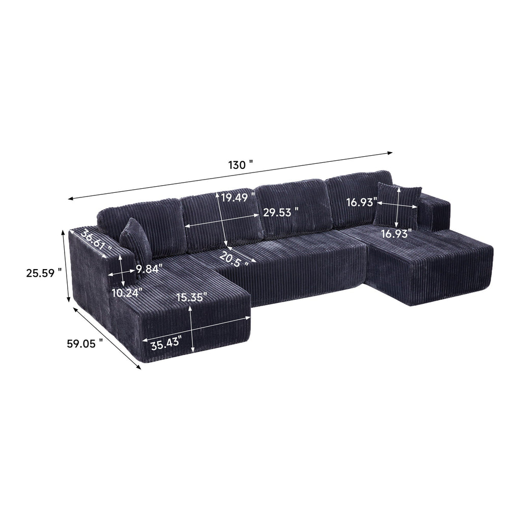U-Shape Modular Sectional Sofa with Modular Design - Corduroy