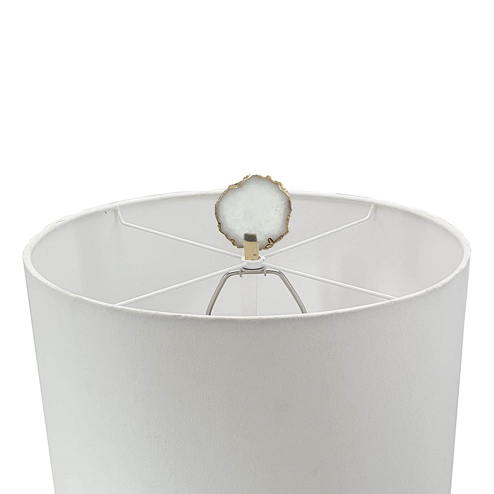 Smoke Agate-Slice Table Lamp with Marble Base - Genuine Agate