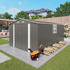 Outdoor Storage Shed with Lockable Doors - Dark Gray