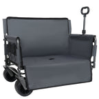 3-in-1 Convertible Folding Wagon Cart with Bench Seat & Storage - Gray