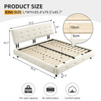 Tufted Headboard Upholstered Bed with Ultra-Soft Cloud Pillow Design - White or Black