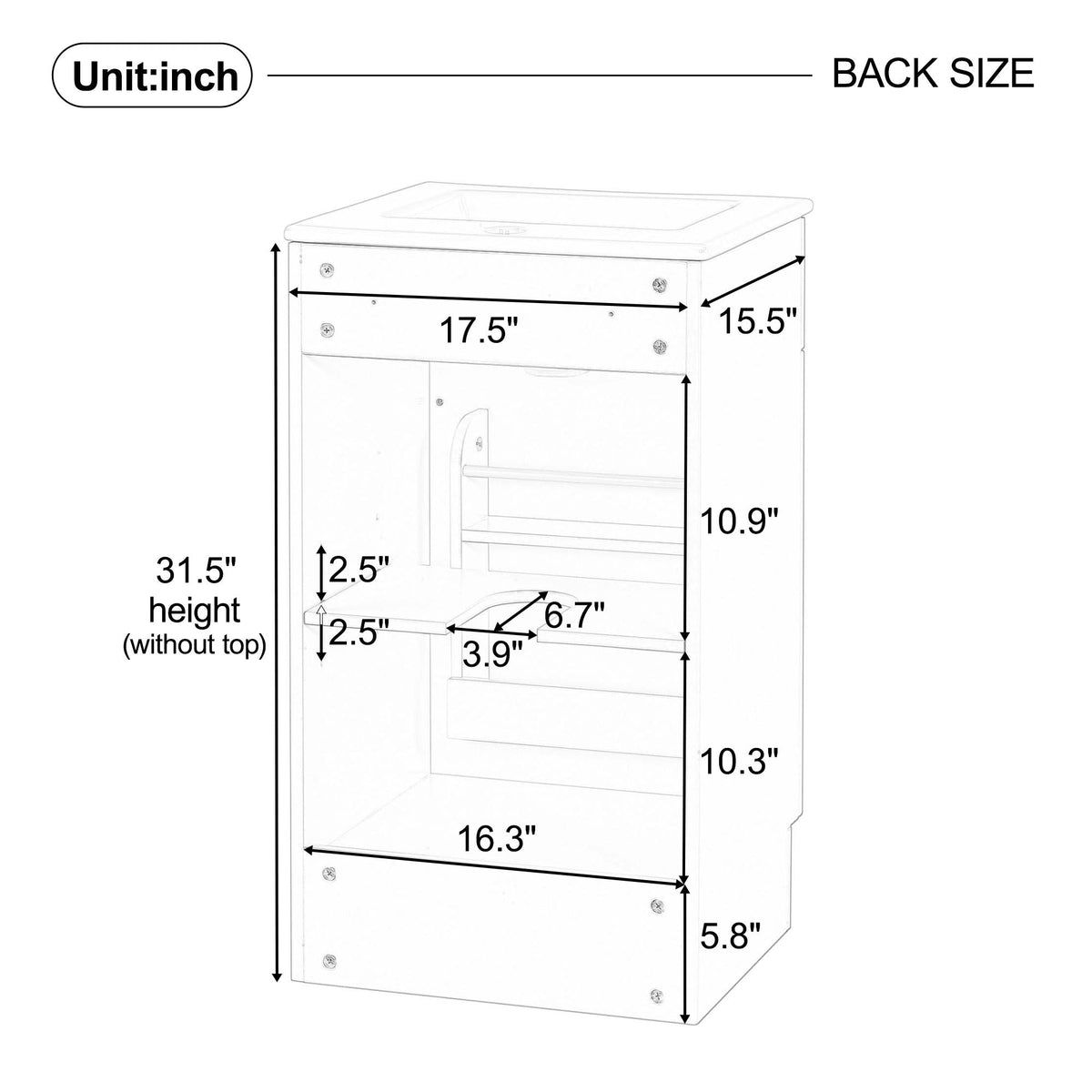 Bathroom Vanity with Sink and Adjustable Shelf - Multiple Colors