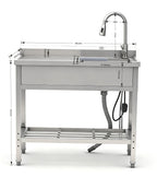 Stainless Steel Utility Sink with Large Compartment & Pull-Out Faucet - Silver