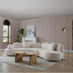 Modern Curved Modular 5 Seater Sofa with Plush Pillows - White or Beige