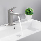 Brushed Nickel Single Handle Bathroom Faucet with Deck - Brushed Nickel