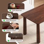 63-Inch Walnut-Finish Dining Set with 4 Upholstered Chairs