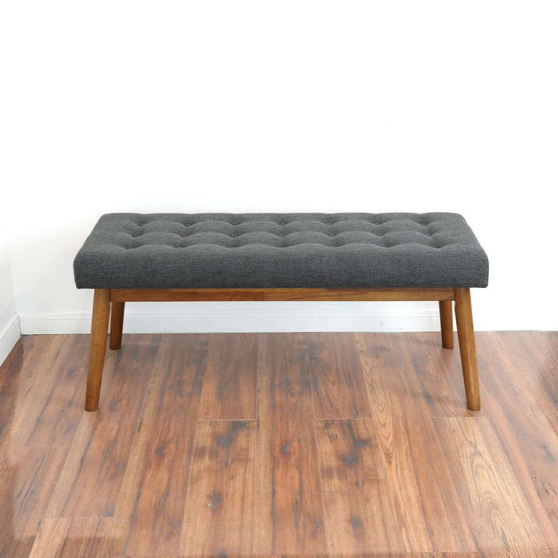 Modern Bench with Velvet Upholstery - Gray