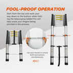 Telescoping Ladder 14.5FT with 300 lb Capacity - Aluminum