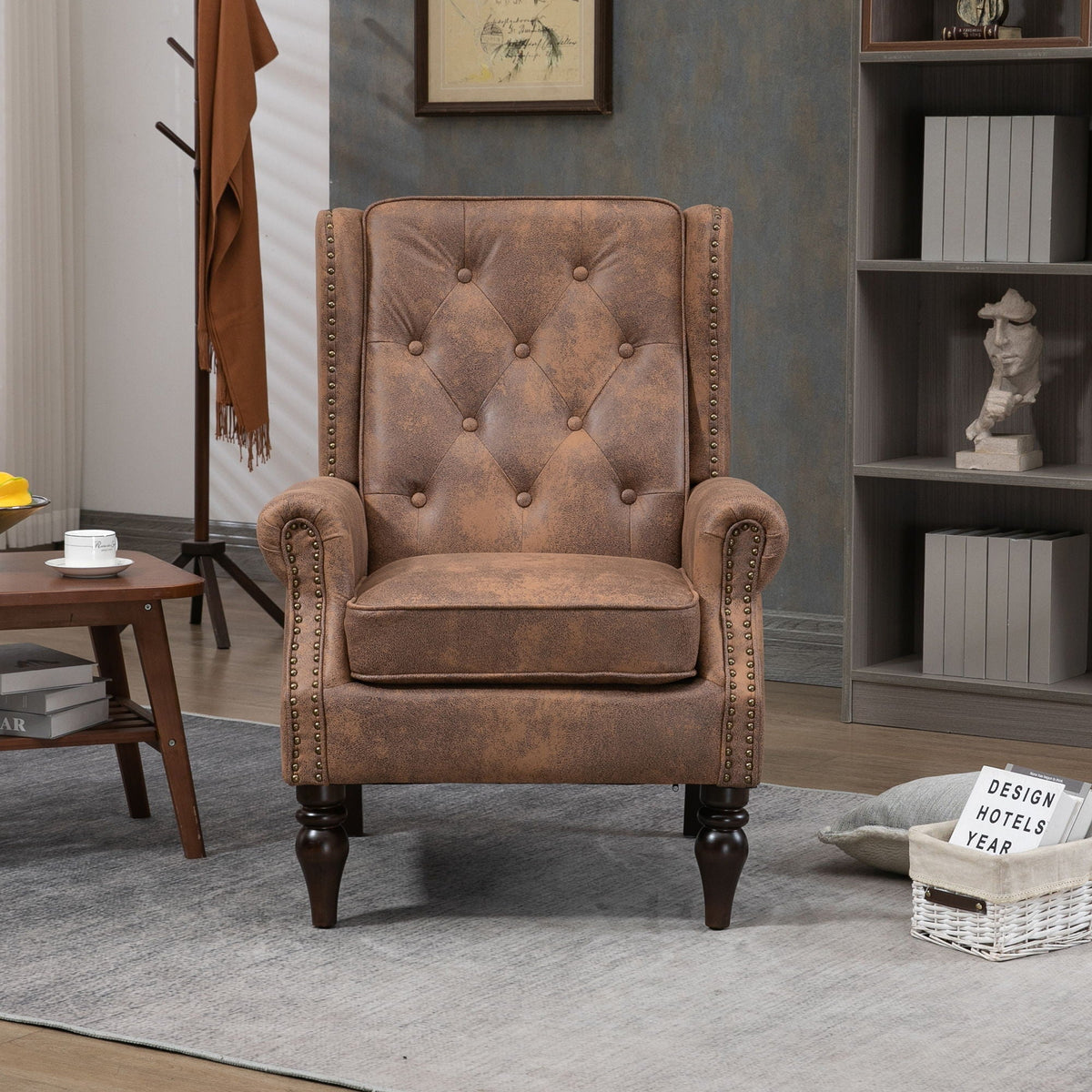 Modern Accent Armchair with Sturdy Wood Legs - Multiple Colors