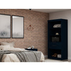 Mulberry Wardrobe Closet with Adjustable Shelving - Dark Brown, Blue, or White