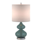Ellipse Curved Glass Table Lamp Set of 2 with Curved Blue Glass Base - Blue