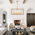 Modern Golden Geometric 8-Light Chandelier with Adjustable Suspension - Gold
