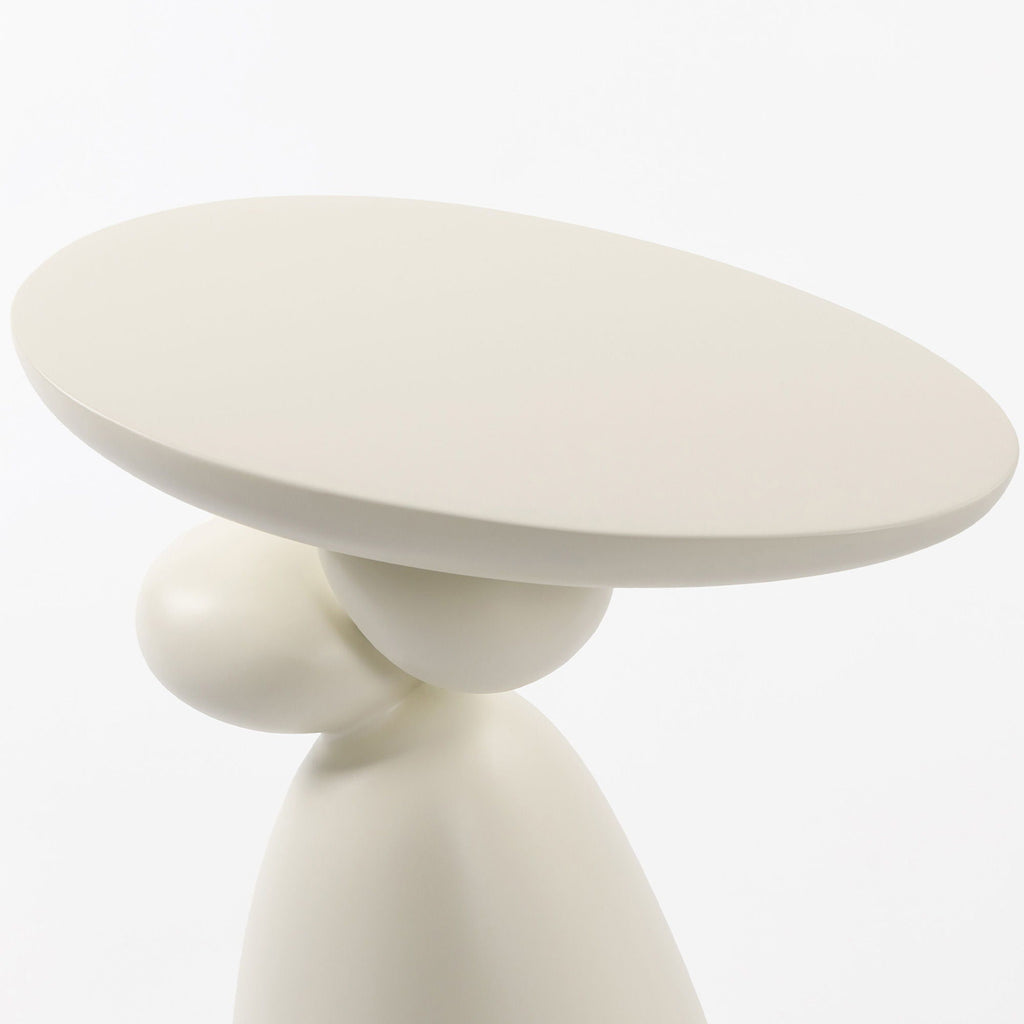 Lucky Stone Shaped Table with Sculptural Base – White, Black, or Gray