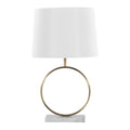 Contemporary Table Lamp with Marble Base and Linen Shade - White / Gold