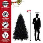 6-Foot Pre-Lit Black Christmas Tree with 350 LED Lights - Black