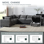 Modular Sectional Sofa with Movable Storage Ottoman - Chenille