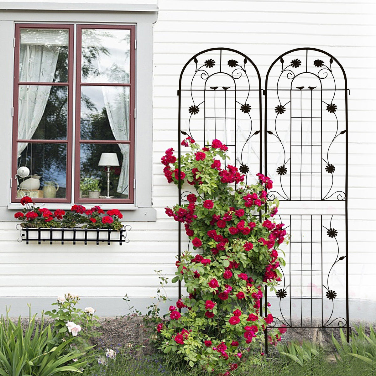 Metal Garden Trellis 2 Pack with Rustproof Finish – Black or Brown