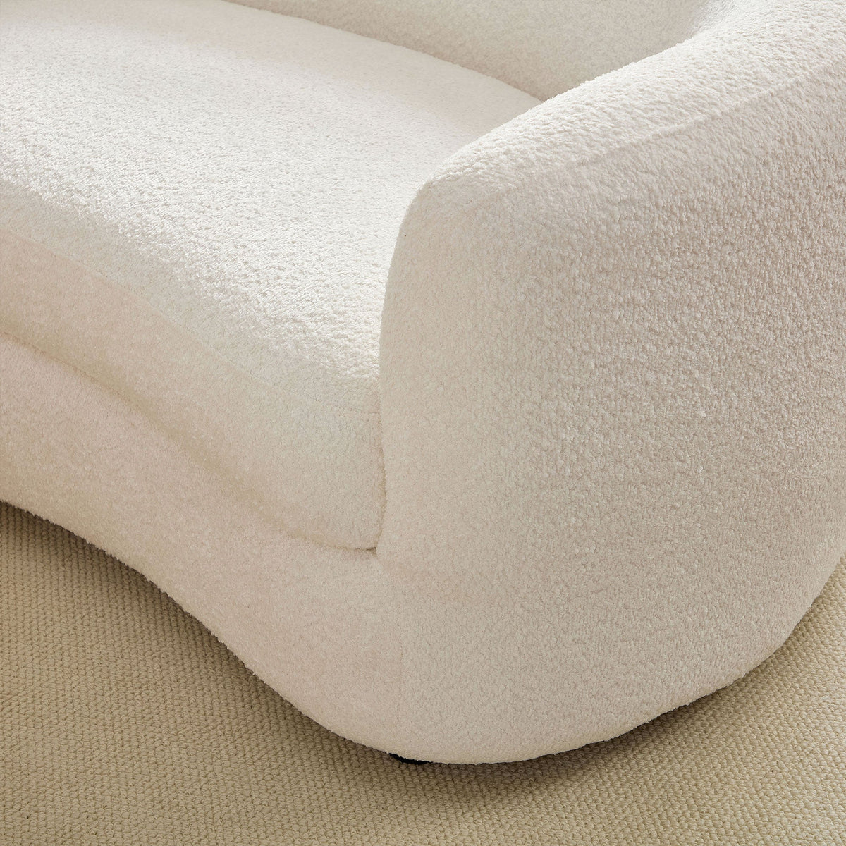 Classic Curved Tight Back Sofa with 4 Pillows - Polyester Upholstery