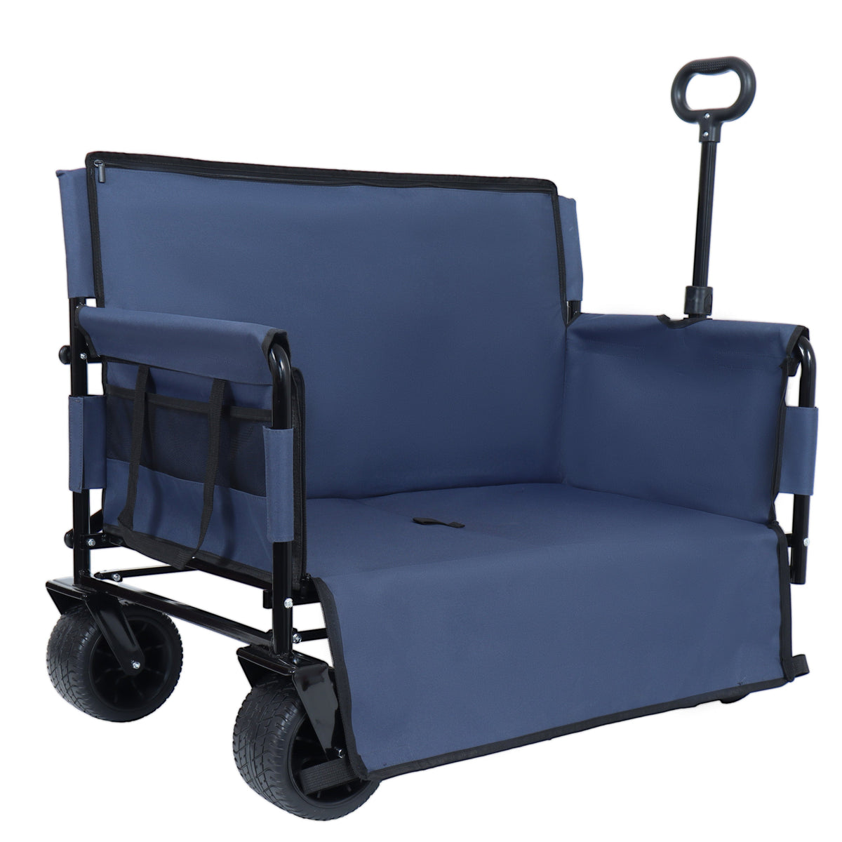 3-in-1 Convertible Folding Outdoor Wagon with Bench Seat - Dark Blue