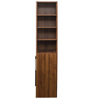 Tall Kitchen Pantry Cabinet with 4 Tier Side Shelf - Walnut