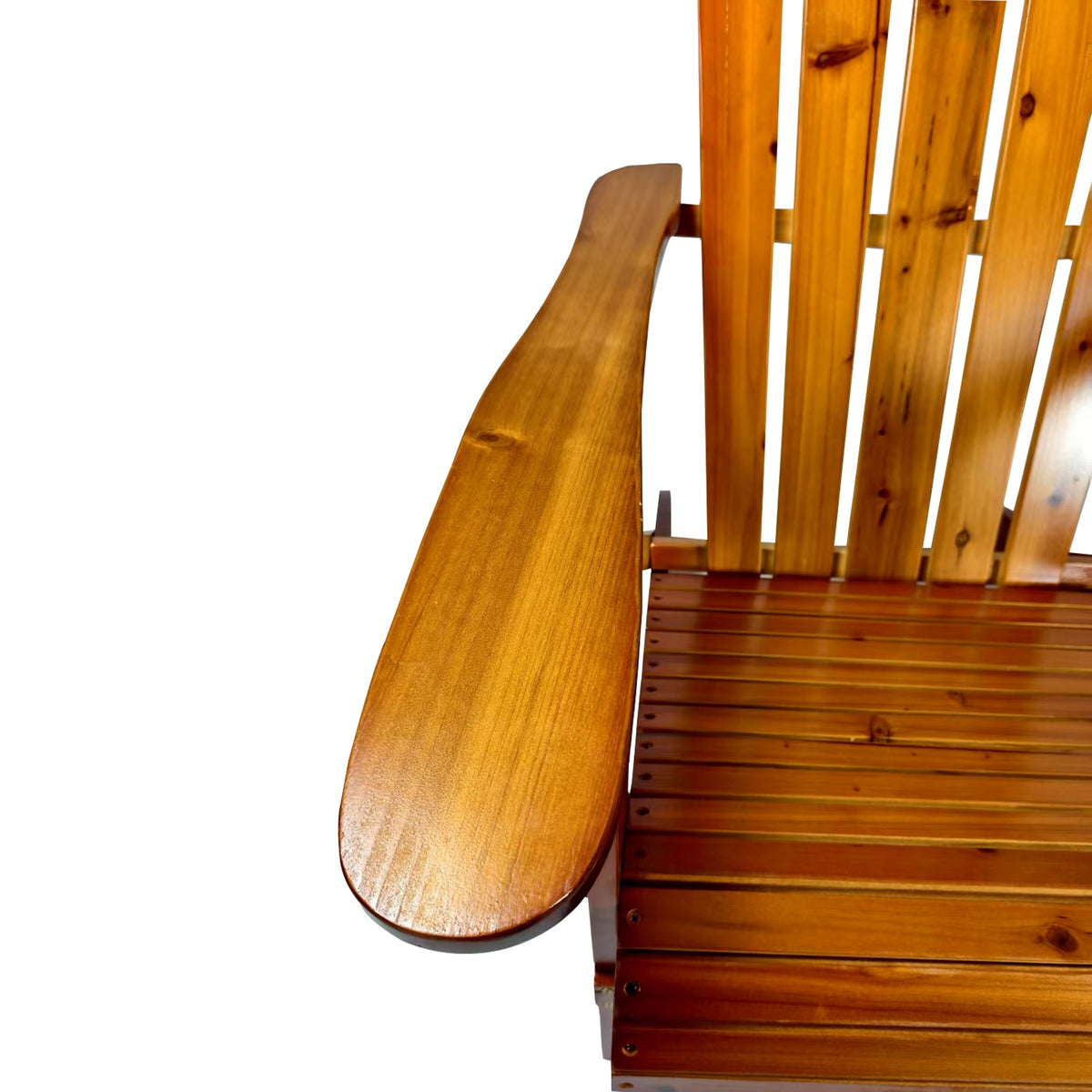 Foldable Solid Wood Adirondack Chair with Classic Design - Oak Finish